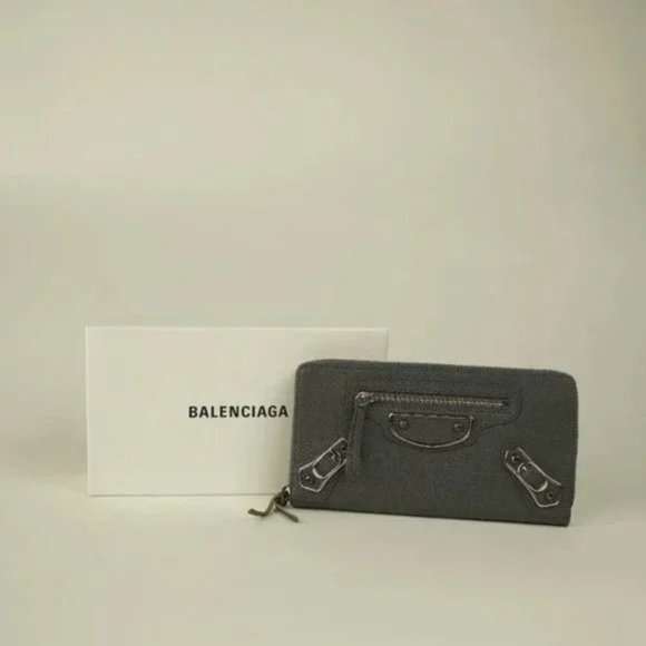 Balenciaga Grey Classic Metallic Edge Continental Zip Around Wallet - Picture 1 of 8